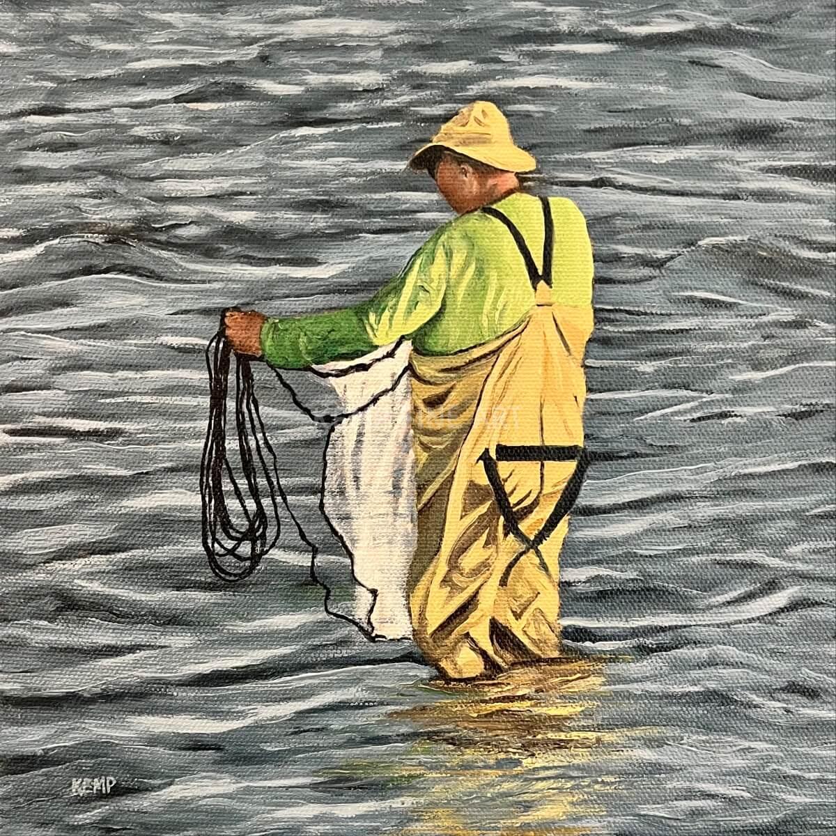 Gathering The Net | Oil on Canvas - by Jim Kemp