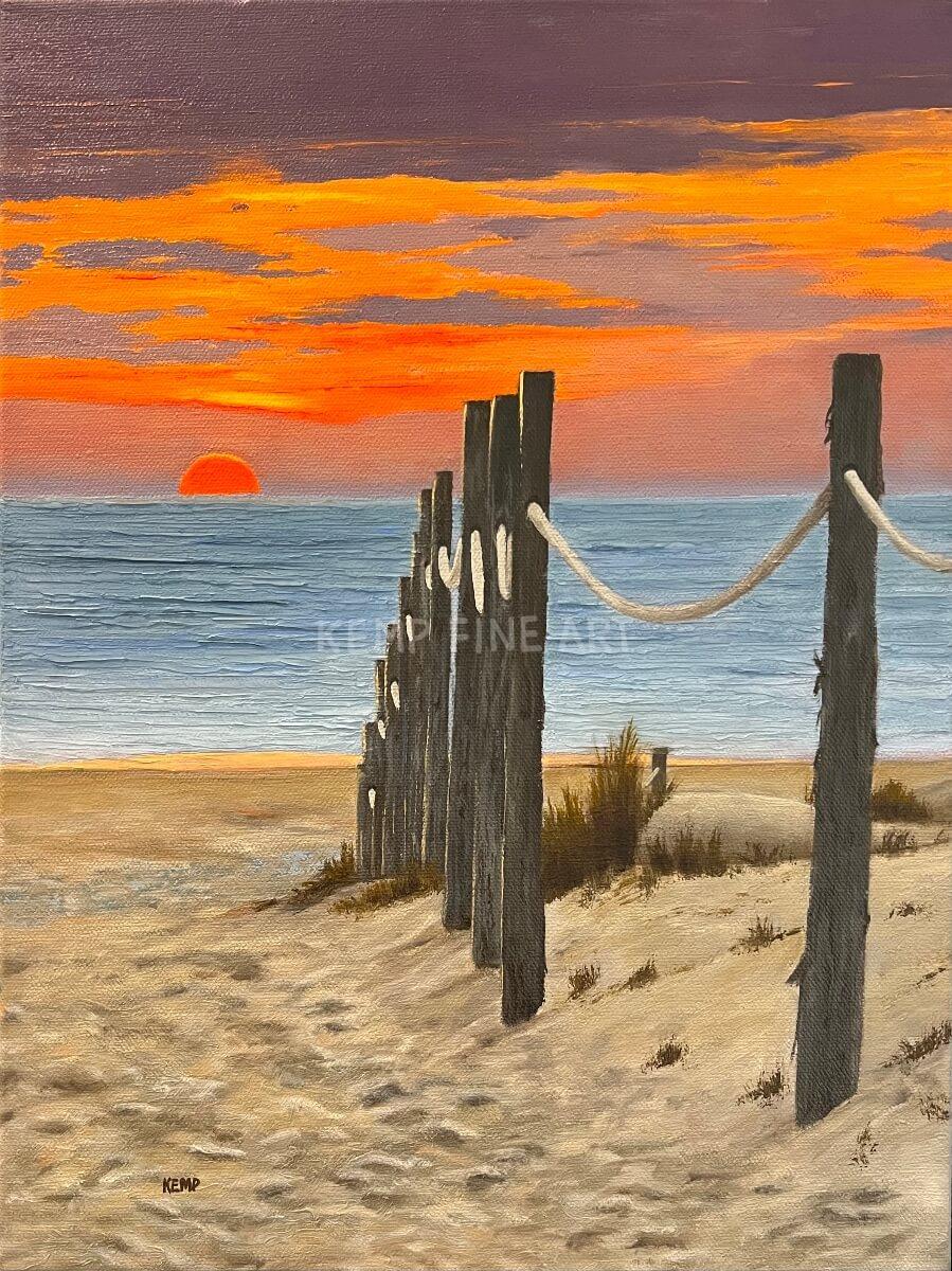 Beach Railing | Oil on Canvas - by Jim Kemp