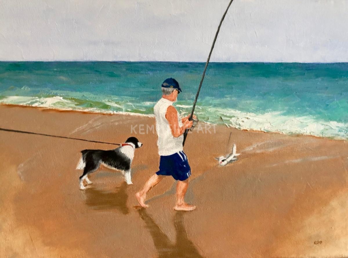 Shark Fishing at Whiskey Beach | Oil on Canvas - by Jim Kemp